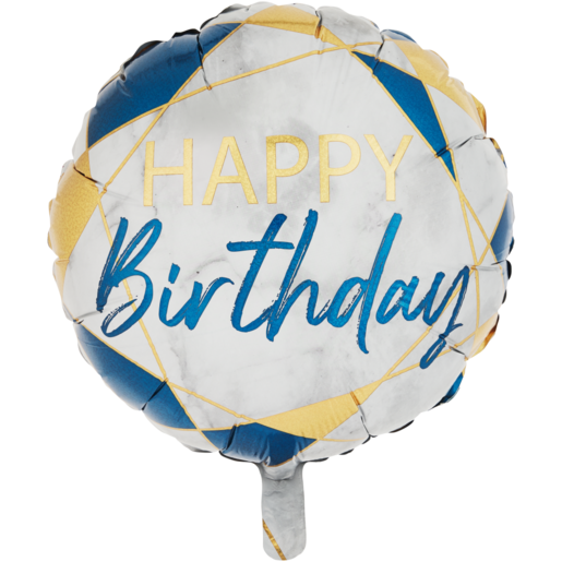 Grabo Marble Blue Happy Birthday Foil Balloon 45.7cm