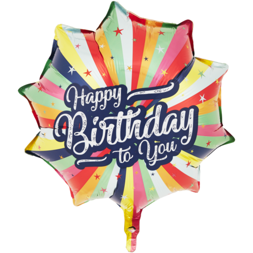 Grabo Retro Stripe Happy Birthday Foil Balloon 45.7cm