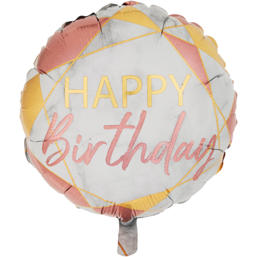 Grabo Marble Pink Happy Birthday Foil Balloon 45.7cm
