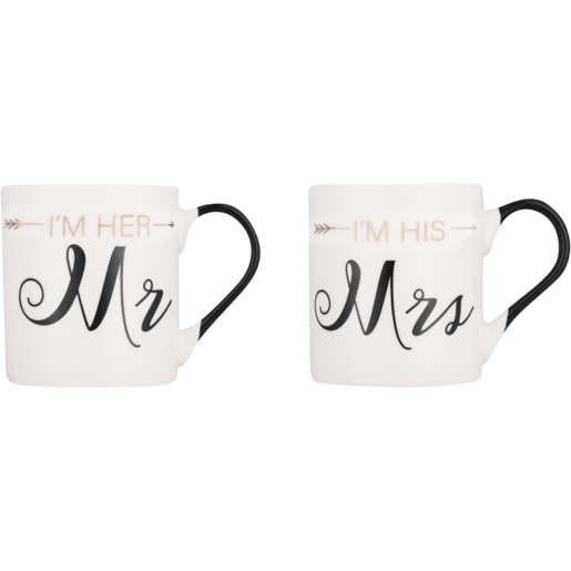 His & Hers White & Black Coffee Mugs 2 Pack