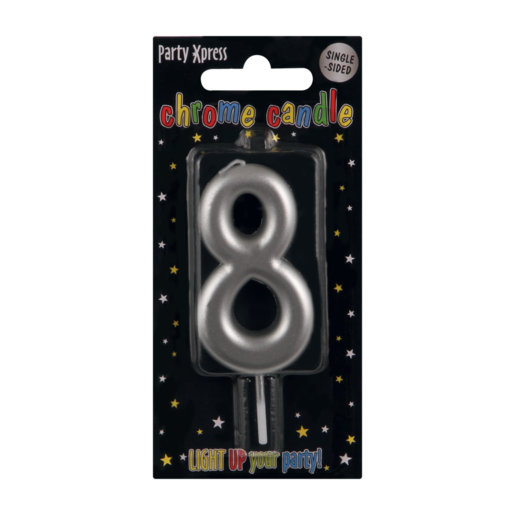 Party Xpress Chrome Number 8 Candle