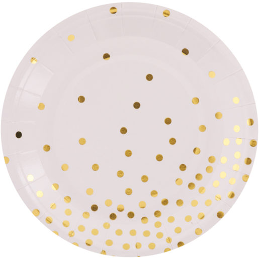 Occasions White & Gold Polka Dot Paper Side Plates 8 Pack
