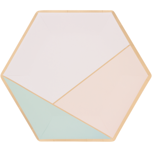 Occasions Pastel & Gold Hexagon Paper Dinner Plates 8 Pack