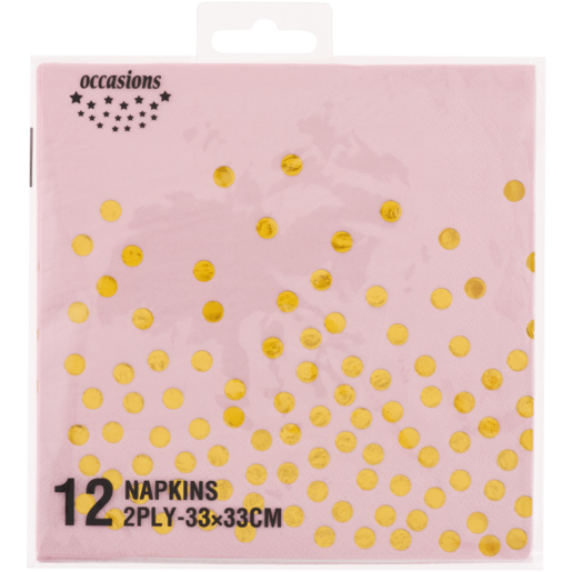 Occasions Light Pink & Gold Polka Dot Lunch Napkins 12 Pack