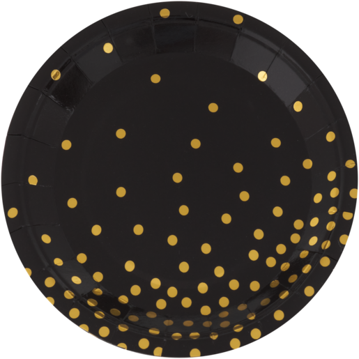 Occasions Black & Gold Polka Dot Paper Side Plates 8 Pack