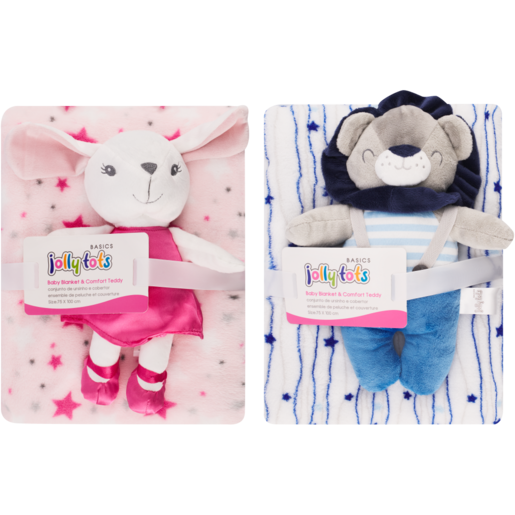 Jolly Tots Basics Blanket & Comfort Teddy 2 Piece (Assorted Item - Supplied At Random)