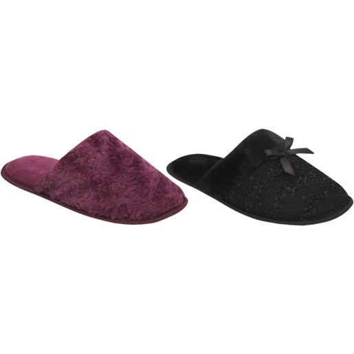 Ladies Fluffy Mule Slippers Size 3-8 (Assorted Item - Supplied At Random)