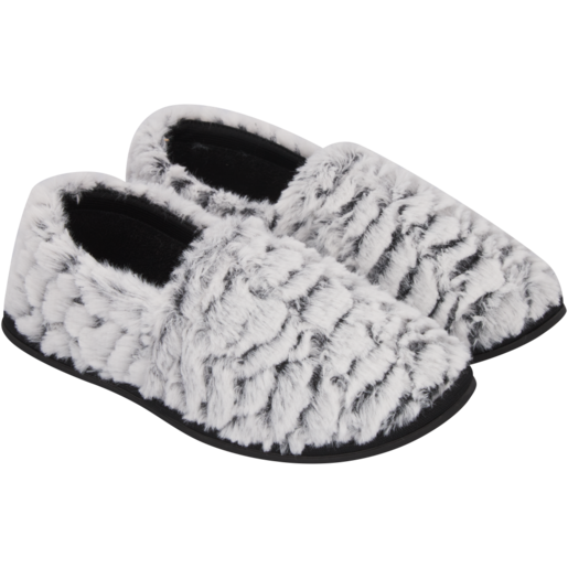 Ladies Black & White Stokie Slippers Size 3 - 8