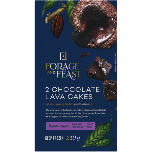Forage And Feast Frozen Chocolate Lava Cakes 2 Pack 210g