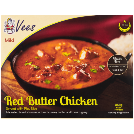 Vees Frozen Mild Red Butter Chicken With Pilau Rice 350g