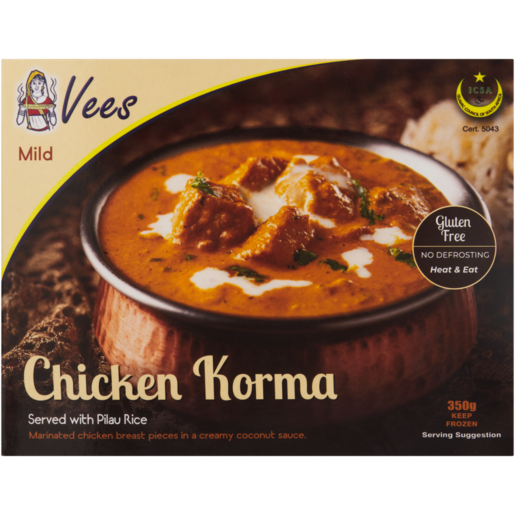 Vees Frozen Mild Chicken Korma With Pilau Rice 350g