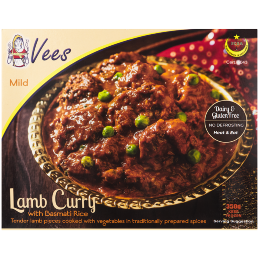 Vees Frozen Mild Lamb Curry With Basmati Rice 350g