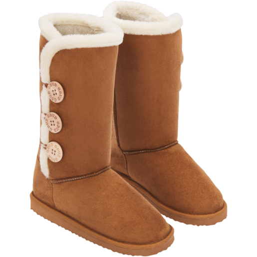 Ladies Tan Brown Suede Winter Boots Size 3-8