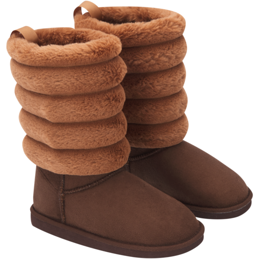 Ladies Brown Fur Winter Boots Size 3-8