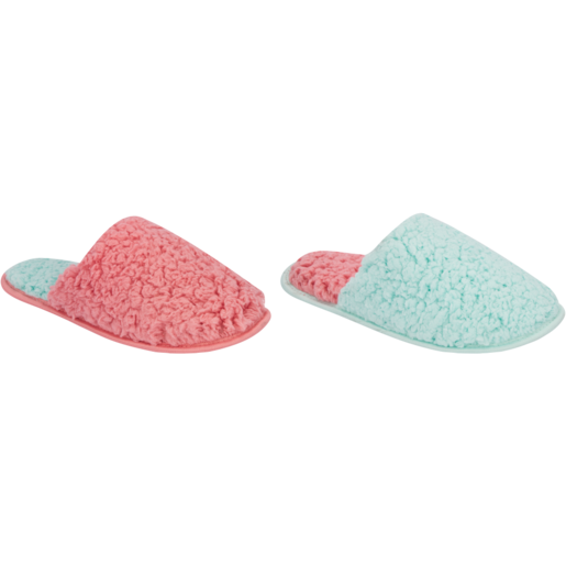 Ladies Pink & Blue Mule Slippers Size 3-8 (Assorted Item - Supplied At Random)