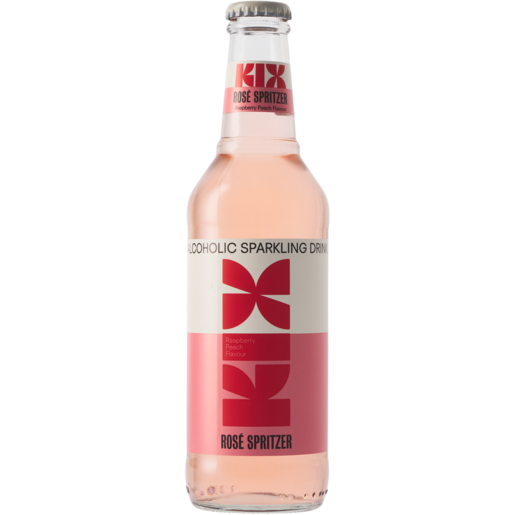 Kix Rasberry Peach Flavoured Rosé Spritzer Drink Bottle 330ml