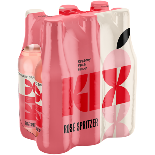 Kix Raspberry & Peach Flavoured Rosé Wine Spritzer Bottles 6 x 330ml