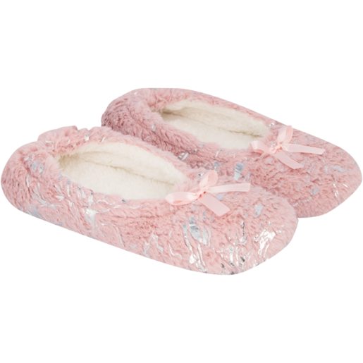 Ladies Pink & Silver Pump Slippers Size 3 - 8 (Assorted Item - Supplied at Random)