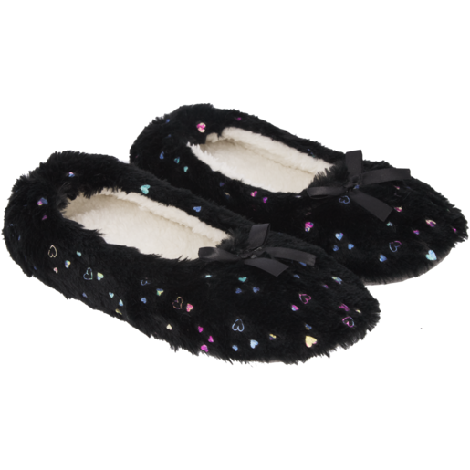 Ladies Black Pump Slippers Size 3-8 (Assorted Sizes - Single Pair)