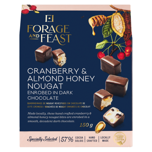 Forage And Feast Cranberry And Almond Honey Nougat 150g