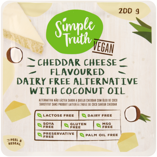 Simple Truth Coconut Oil Vegan Cheddar Cheese 200g