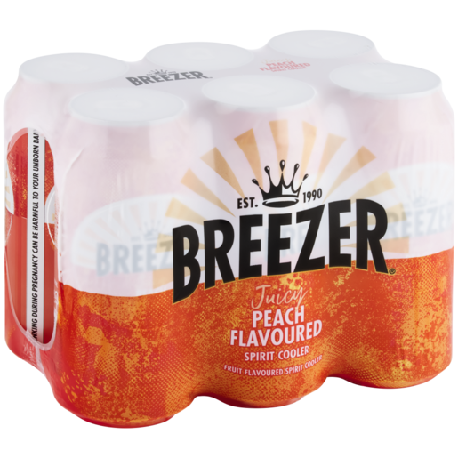 Breezer Peach Flavour Spirit Cooler Cans 6 x 440ml