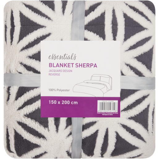 Essentials Reversible Jacquard Sherpa Blanket 150 x 200cm (Colour May Vary)