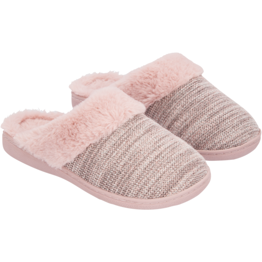 Ladies Pink Striped Clog Slippers