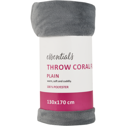 Essentials Coral Fleece Throw Blanket 130 x 170cm (Colour May Vary)