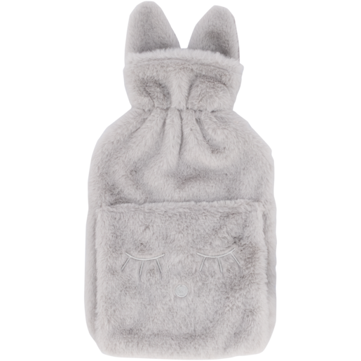 Hot Water Bottle With Grey Bunny Cover 2L