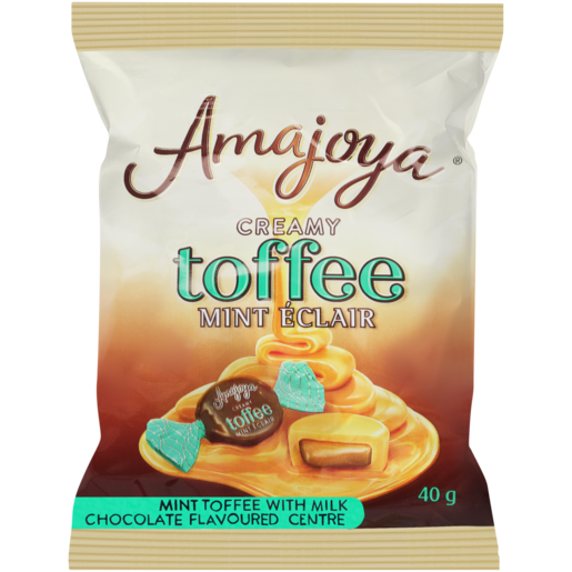 Amajoya Creamy Mint Eclair Toffees Bag 40g, Nougat, Fudge & Toffees, Chocolates & Sweets, Food Cupboard, Food