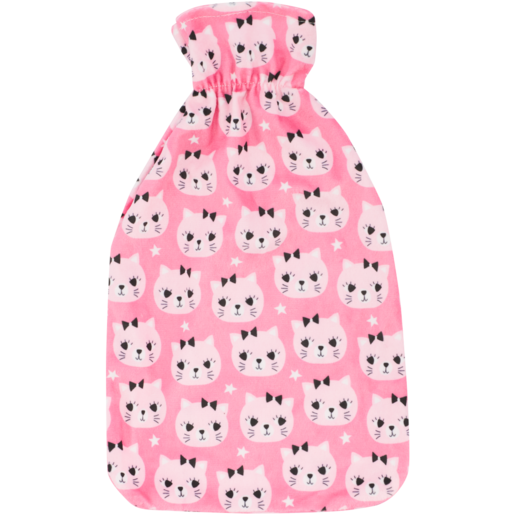 Hot Water Bottle With Pink Fleece Cover 2L