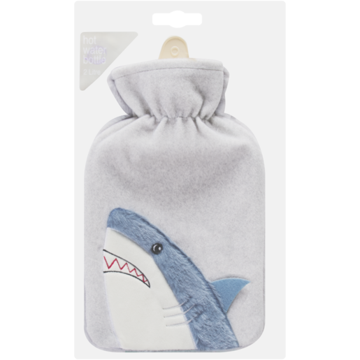 Hot Water Bottle With Knitted Shark Cover 2L