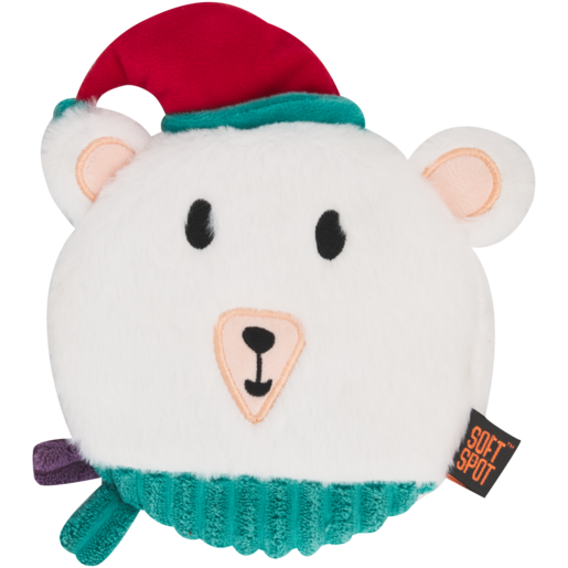 Takamisu Polar Bear Flattie Plush Dog Toy With Squeaker