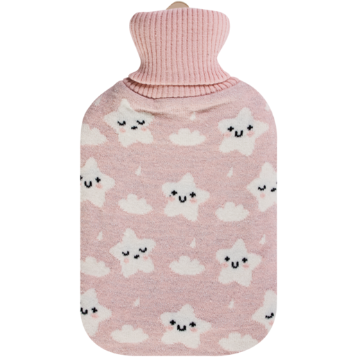 Knitted Pink Starry Sky Hot Water Bottle 2L