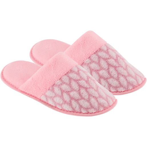 White & Pink Ladies Mule Slippers Size 3-8