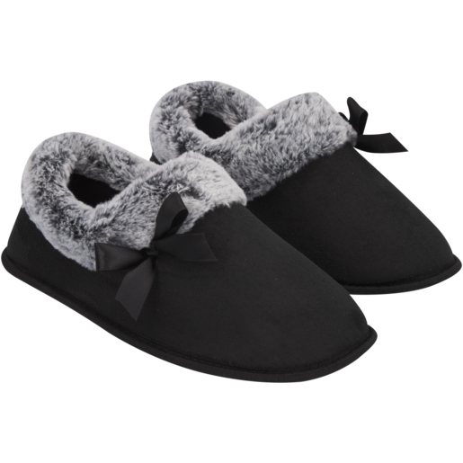 Ladies Black Closed Winter Slippers Size 3-8