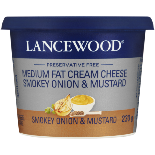 LANCEWOOD Smokey Onion & Mustard Medium Fat Cream Cheese 230g 