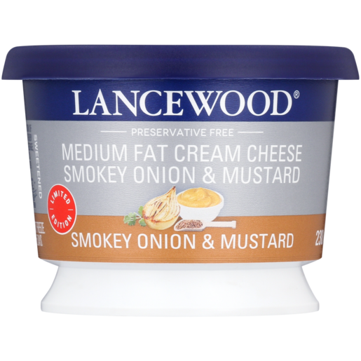 LANCEWOOD Smokey Onion & Mustard Medium Fat Cream Cheese Tub 230g