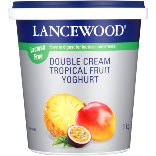 LANCEWOOD Tropical Fruit Flavoured Lactose Free Double Cream Yoghurt Tub 1kg