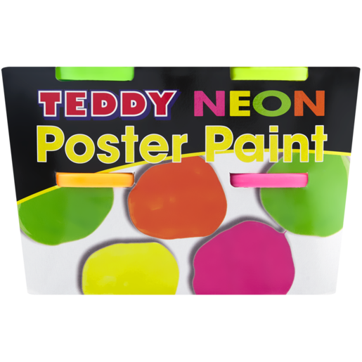 Dala Teddy Multicoloured Neon Poster Paint Tubs 4 x 100ml