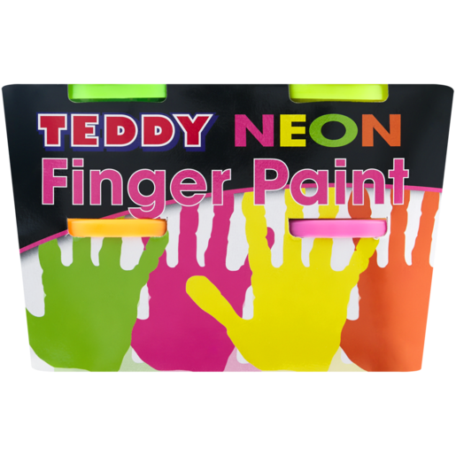 Dala Teddy Multicoloured Neon Finger Paint Tubs 4 x 100g