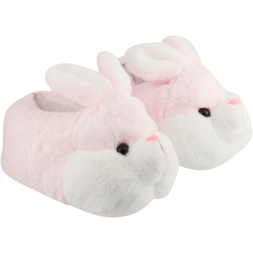 Girls White & Pink Bunny Novelty Slippers