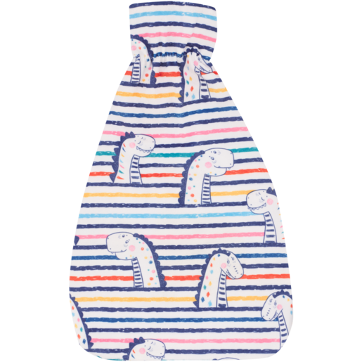 Hot Water Bottle With Fleece Dino Stripes Cover 2L