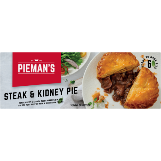PIEMAN’S Frozen Steak & Kidney Pies 6 Pack