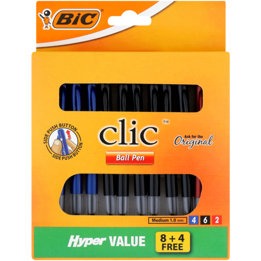 BIC Clic Ball Pens 1.0mm 12 Pack