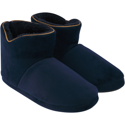 Boys Navy Blue Boot Slippers Size 3-8