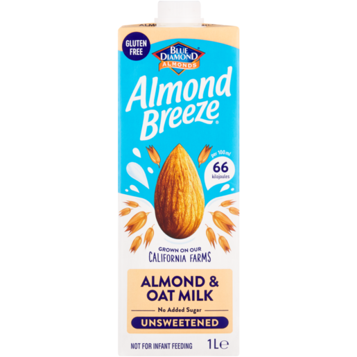 Blue Diamond Almond Breeze Unsweetened Almond & Oat Milk Carton 1L