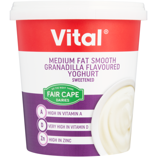 Fair Cape Vital Smooth Granadilla Flavoured Medium Fat Yoghurt Tub 1kg