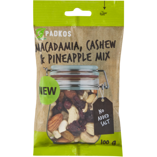 Padkos Macadamia, Cashew & Pineapple Mix Bag 100g